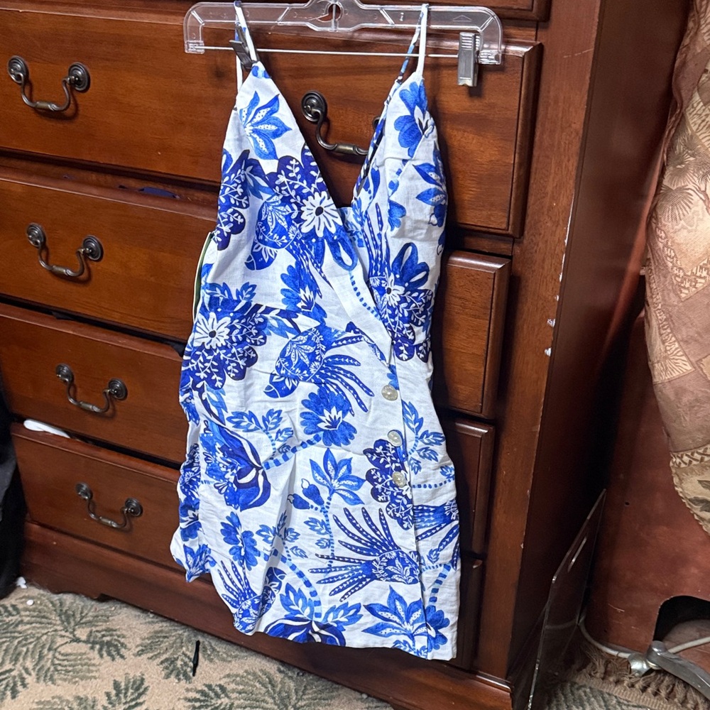 FARM Rio Blue and White Floral Mini Dress nwt size xs